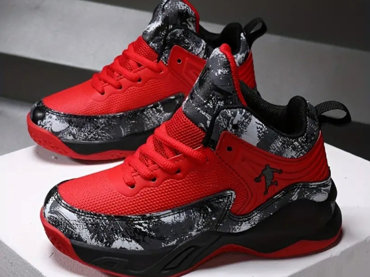Boys Trendy Camouflage Breathable High Top Lace-up Basketball Shoes, Children&